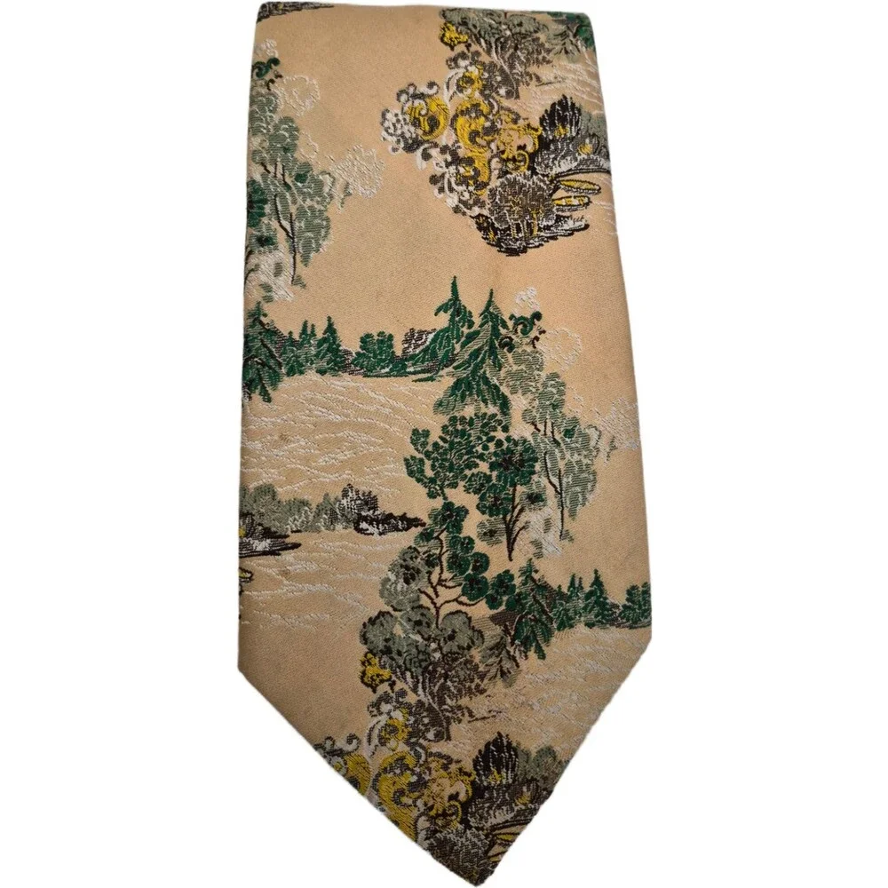 Oleg Cassini Tie Vintage SK Leavitt San Francisco Retro Trees Scenery 1960s